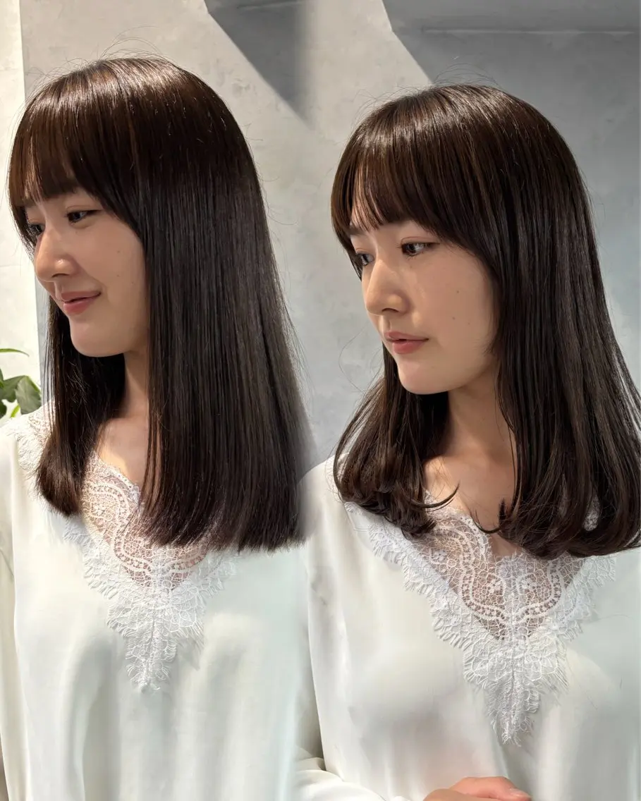 ミディアム カラー ベージュカラー オリーブベージュ カット ヘアカラー ボブ×レイヤーカット 透明感カラー/Fuuのヘアスタイル