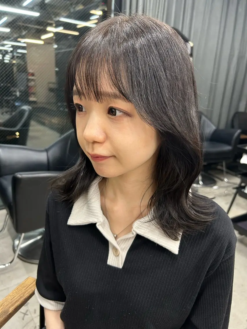 ミディアム モテヘア 韓国ヘアhikariのヘアスタイル