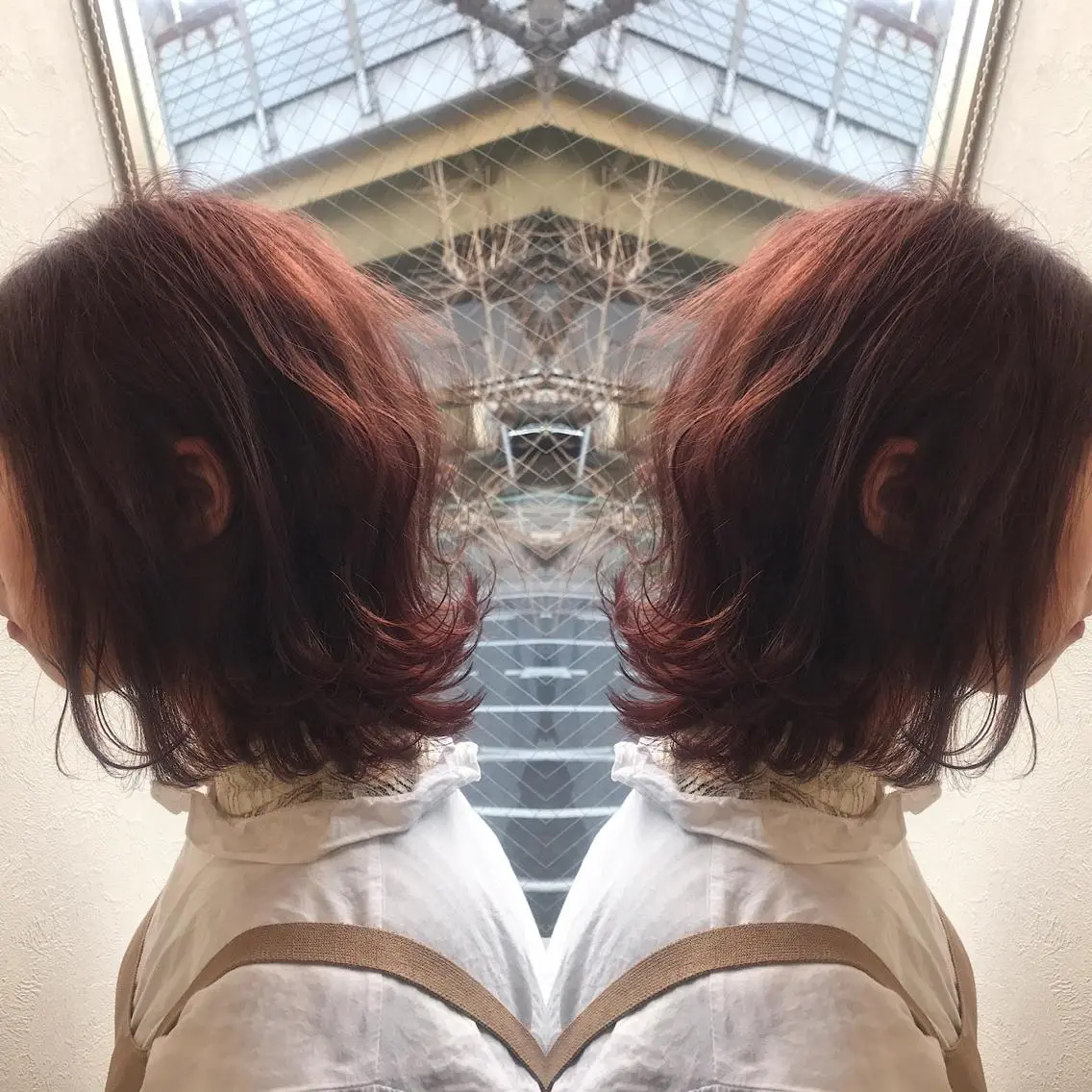 ミディアム カラー ピンクカラー 外ハネヘア カット ヘアカラー 柴田 祐輔のヘアスタイル