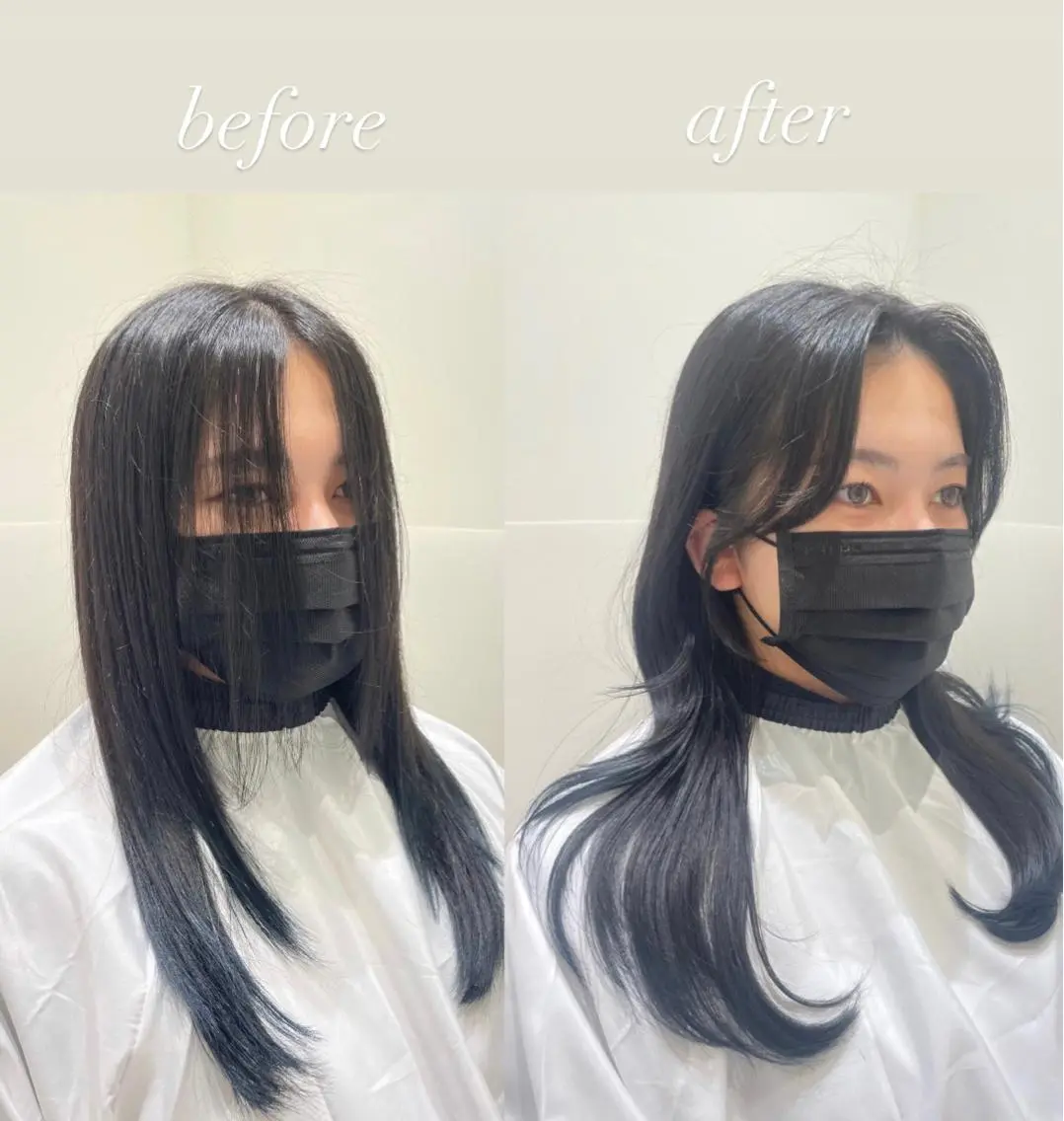 ロング 韓国風ヘア レイヤーカット カット ヘアカラー トリートメント ❤︎︎韓国ヘア❤︎︎ 𝑺𝒉𝒊𝒉𝒐のヘアスタイル