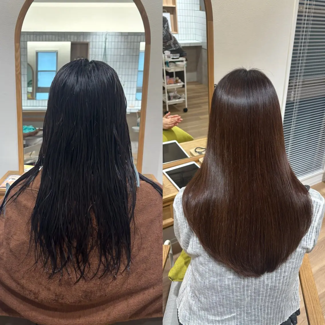 ロング カット 縮毛矯正 トリートメント RINNO🌷透明感 カラー/髪質改善のヘアスタイル