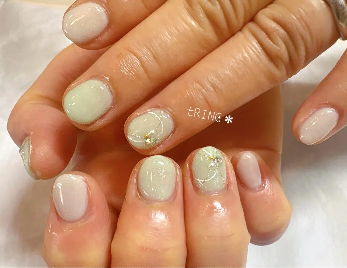 ネイル シンプルネイル ハンドネイル tRING＊ しいの木台のネイルデザイン