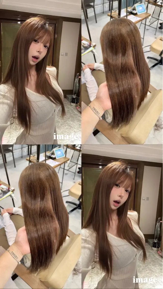 ロング カラー ベージュカラー ブリーチ 透明感カラー ブリーチなしwカラー /艶カラー/oukaのヘアスタイル