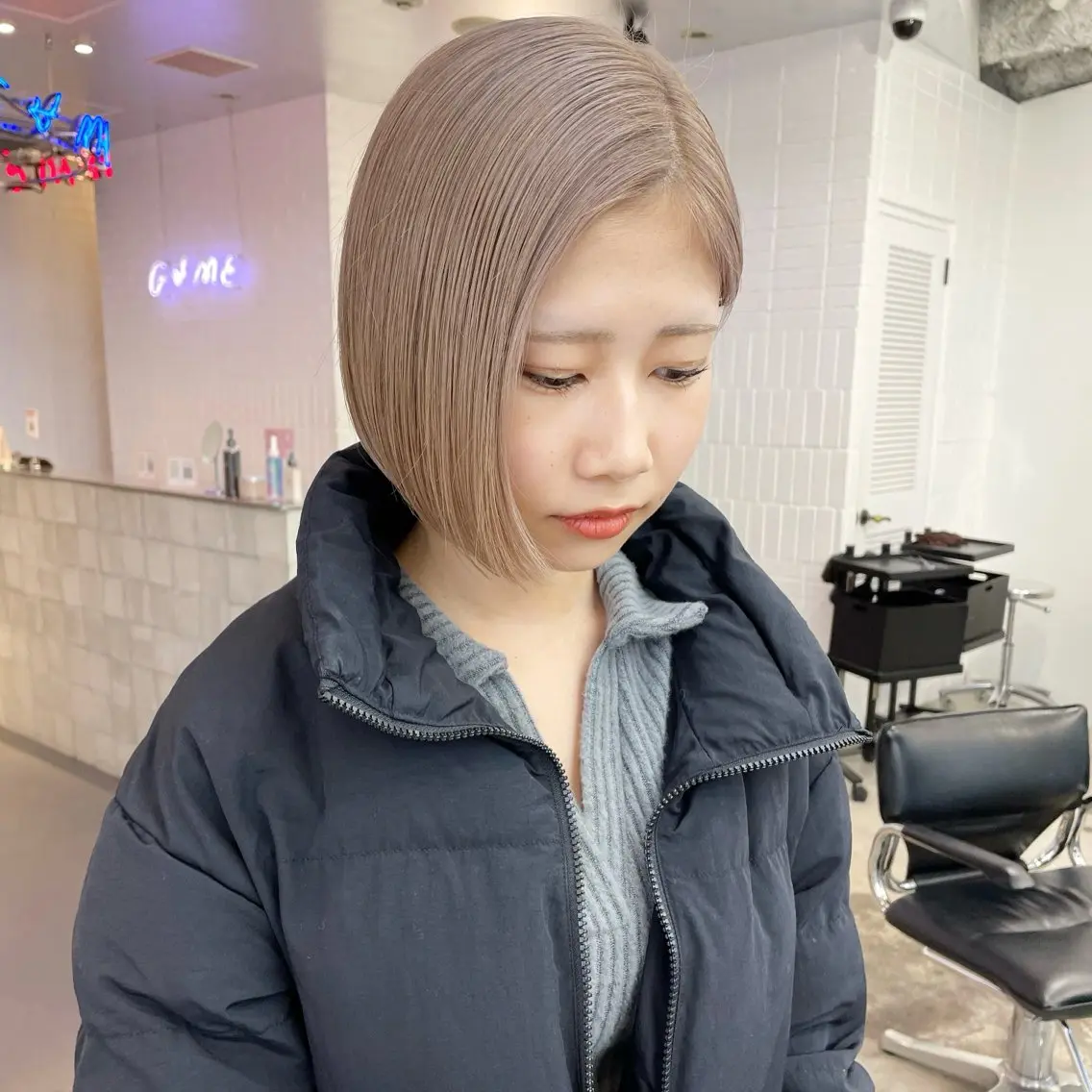 ショート カラー ヘアアレンジ ベージュカラー ホワイトベージュ ヘアカラー トリートメント ボブ×柔らかいカラー 🌷misaki𓍼のヘアスタイル