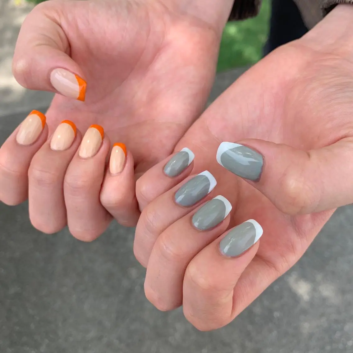 ネイル フレンチネイル グリーン ハンドネイル Fumina .のネイルデザイン
