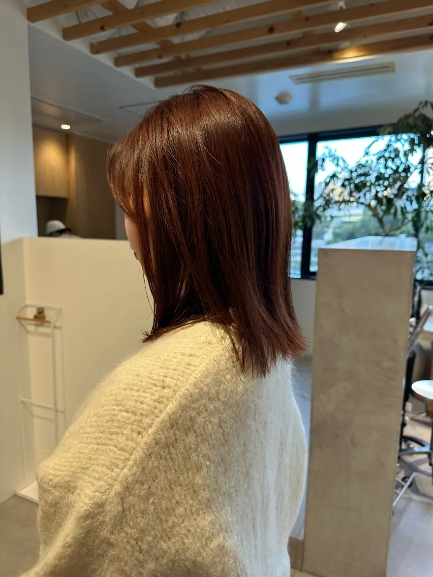 ミディアム オレンジブラウン カット ヘアカラー トリートメント 和田 あおいのヘアスタイル