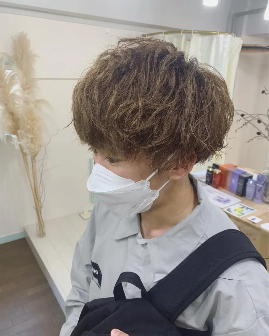 ショート パーマ メンズ カット ヘアカラー トリートメント キマるメンズパーマ クメユウキのヘアスタイル