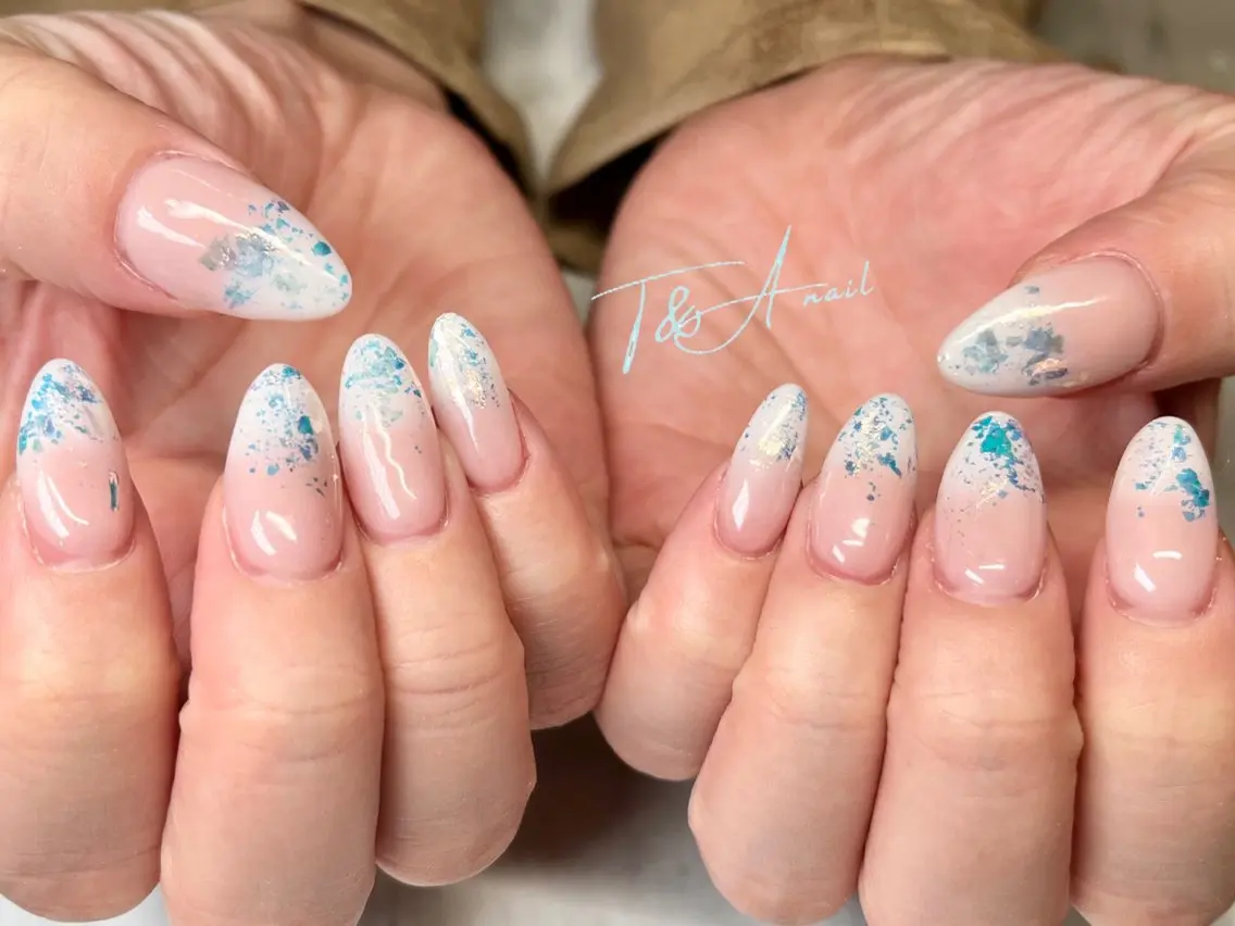 ネイル 長さ出し ジェルネイル グラデーション スカルプネイル 冬ネイル T&A nailのネイルデザイン