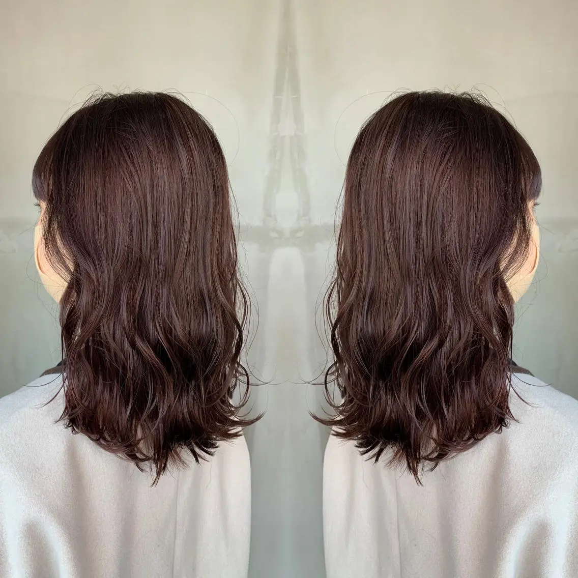 セミロング カラー アッシュ バレイヤージュ ベージュカラー ブロンド ブルーカラー ヘアカラー レイヤーカット/ 艶カラー/RYOMAのヘアスタイル