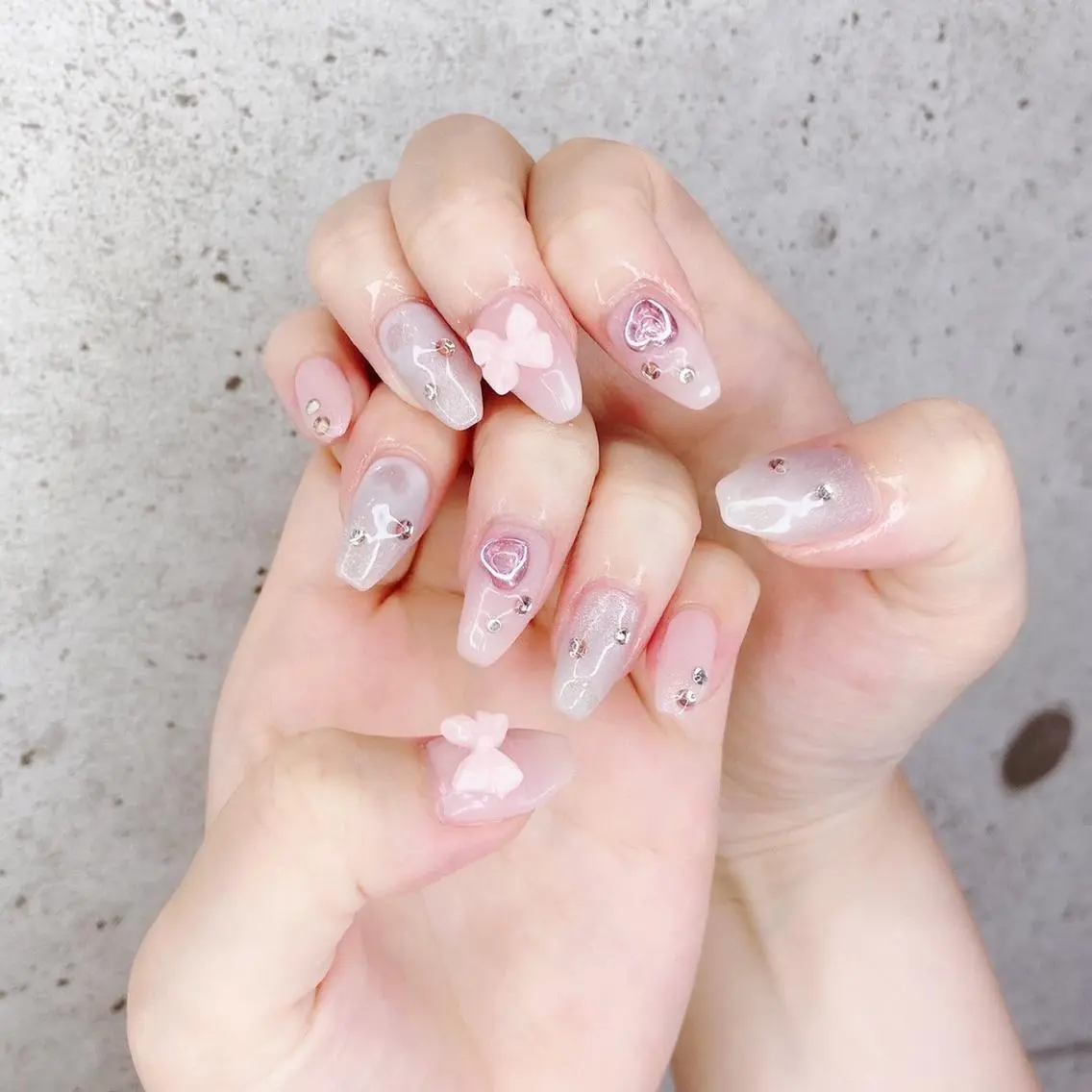 ネイル ジェルネイル ハート キラキラネイル マグネットネイル パラジェル Salon Ｋのネイルデザイン