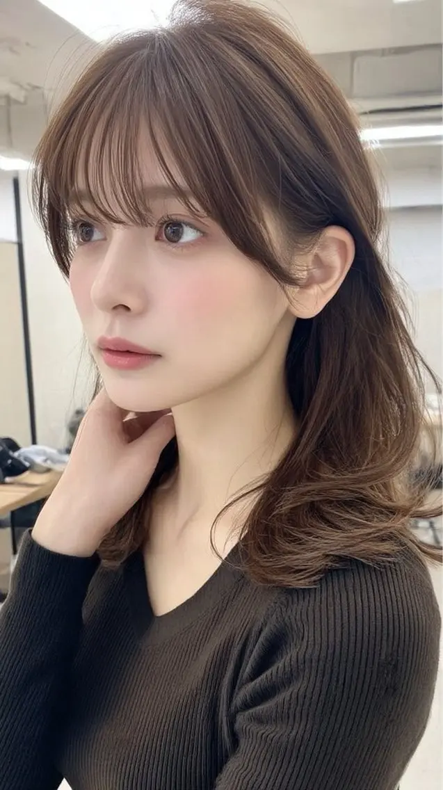 ミディアム カラー ヘアカラー 🍒モテ暖色カラー × うる艶✧ ゆなのヘアスタイル