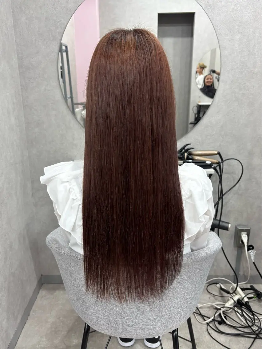 ロング カラー ブラウンカラー ピンクカラー ピンクブラウン 倉澤 愛理のヘアスタイル