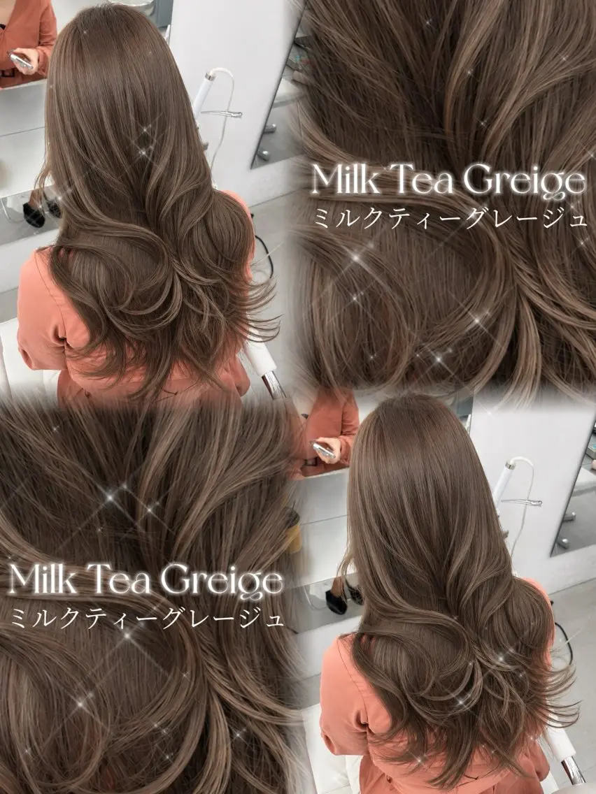 カラー 透明感カラー グレージュ ミルクティーグレージュ オレンジ ヘアカラー 韓国ヘア/レイヤー/ 顔周り🎀もかのヘアスタイル