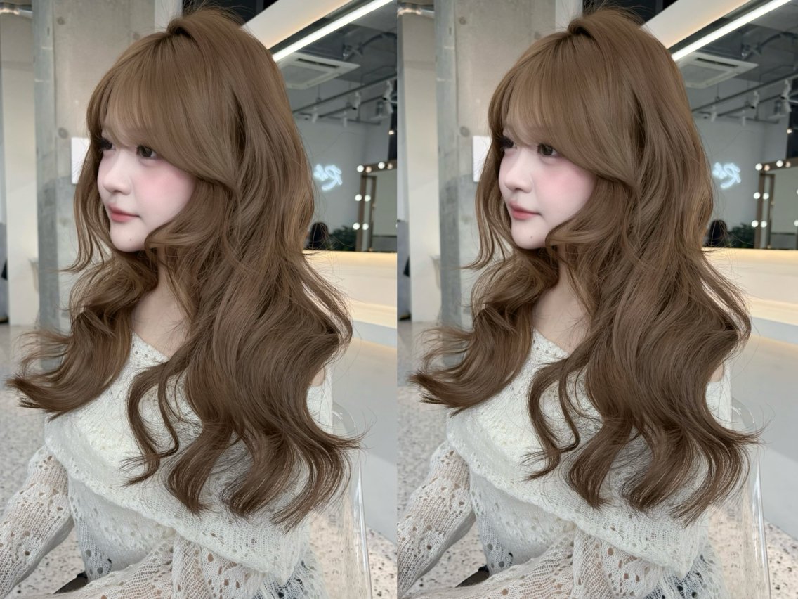 セミロング 🎀ダブルカラー/ 透明感カラー/翼🎀のヘアスタイル