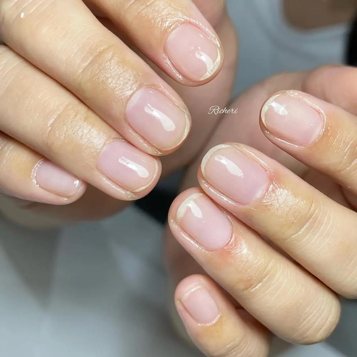 ミディアム ネイル 韓国風ヘア アートネイル クリアネイル フレンチネイル ジェルネイル richeri beautyのその他イメージ