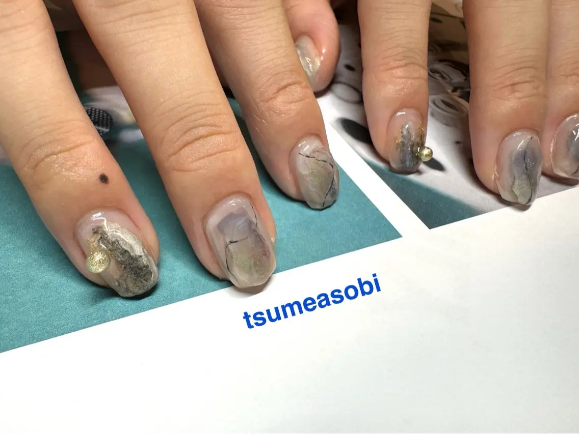 ネイル クリアネイル ニュアンスネイル ハンドネイル tsumeasobi 🪬macoのネイルデザイン