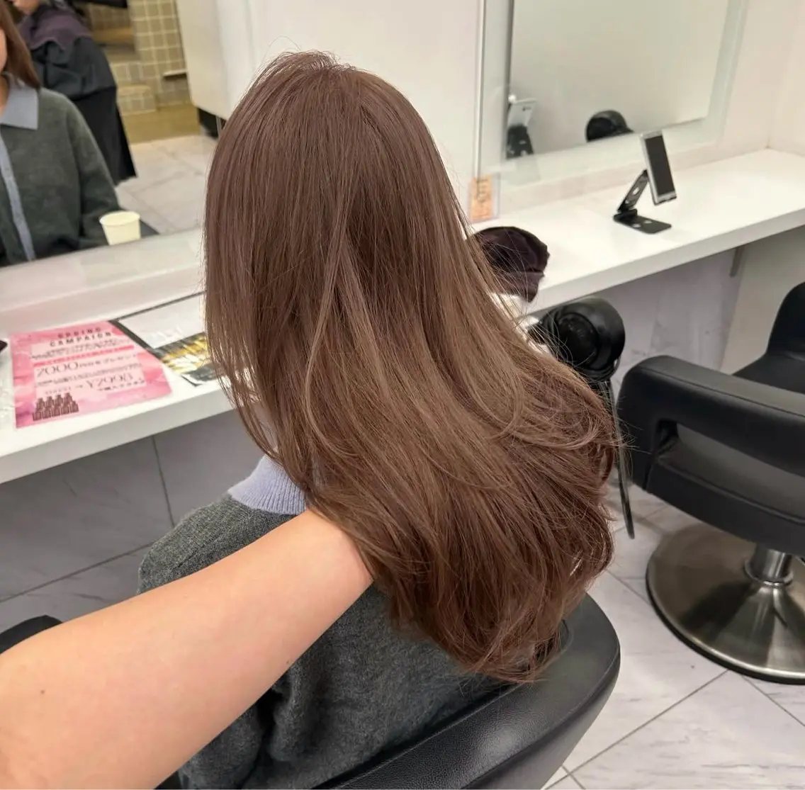 ロング ヘアカラー トリートメント 赤み消しブラウン🤎 韓国レイヤー🤎横浜のヘアスタイル