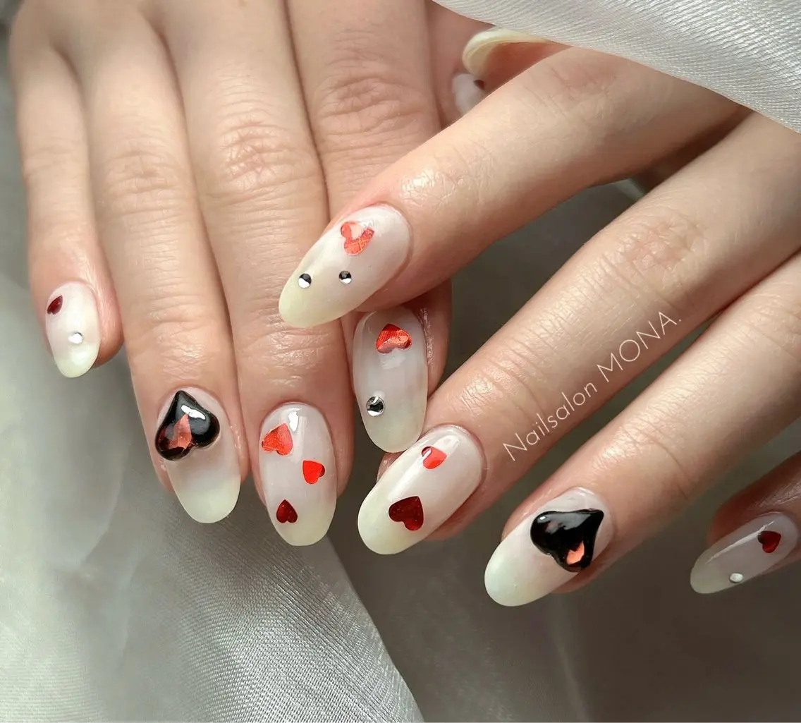 ネイル 持ち込み バレンタイン ハンドネイル Nailsalon MONA.のネイルデザイン