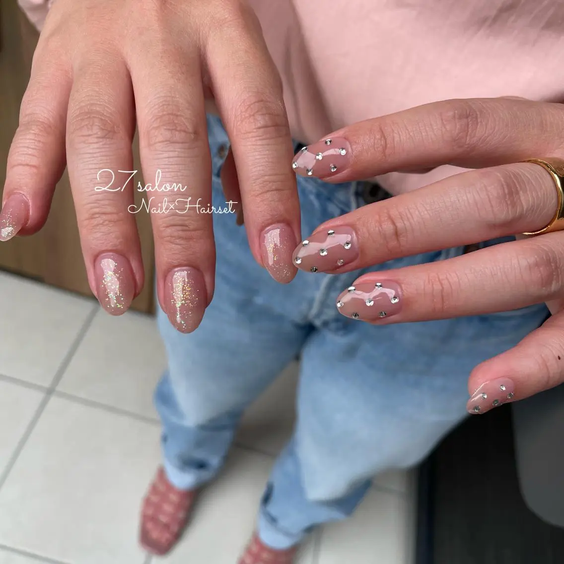ネイル ドット ラメ(グリッター) 27salon yuinaのネイルデザイン