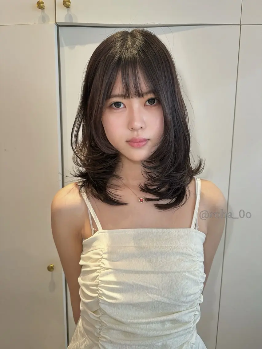 ミディアム カット 愛/한국어◎ 季節のcolor🍂のヘアスタイル