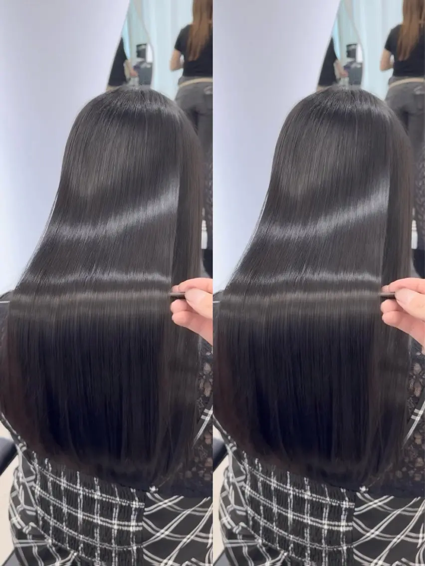 ロング カット ヘアカラー 縮毛矯正 トリートメント 清水 健吏/ 髪質改善/レイヤーのヘアスタイル