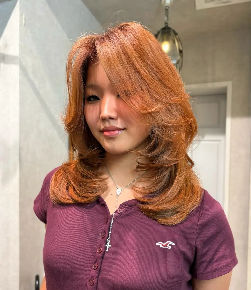 ミディアム カラー カット ヘアカラー トリートメント レイヤー/艶カラー/ KIHO🥥︎のヘアスタイル