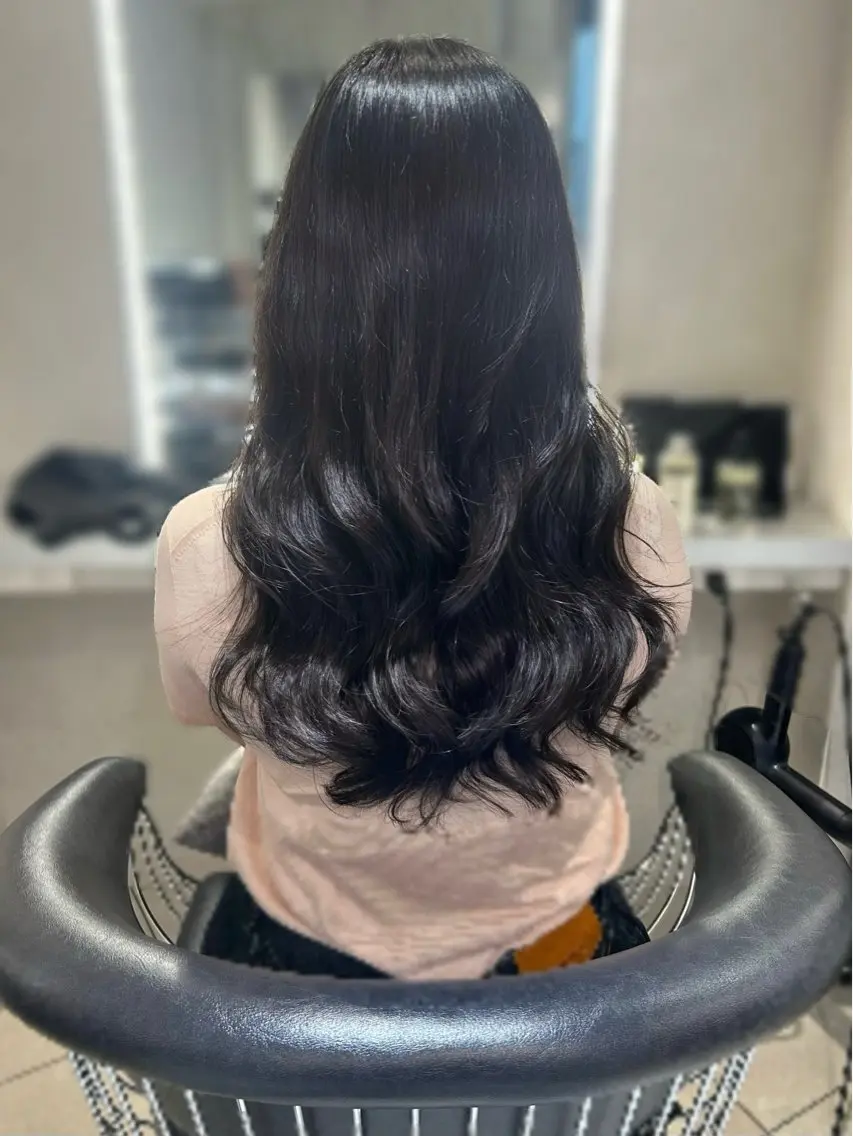 セミロング 韓国風ヘア パーマ コテ巻き風パーマ💛 池袋のヘアスタイル