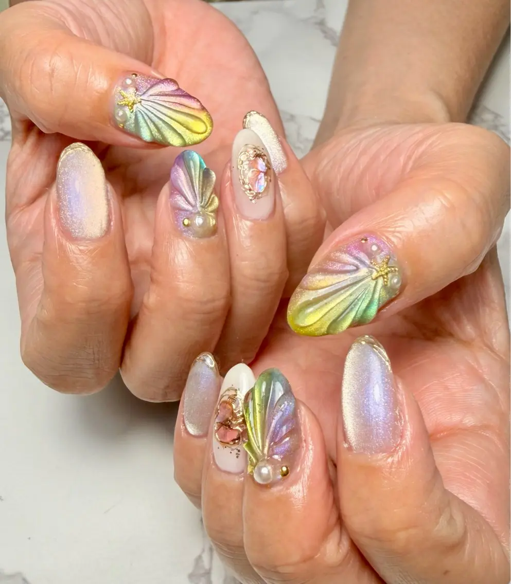 ネイル アニマル柄 アートネイル チークネイル フラッシュネイル フラッシュマグ Mai’s nailのネイルデザイン