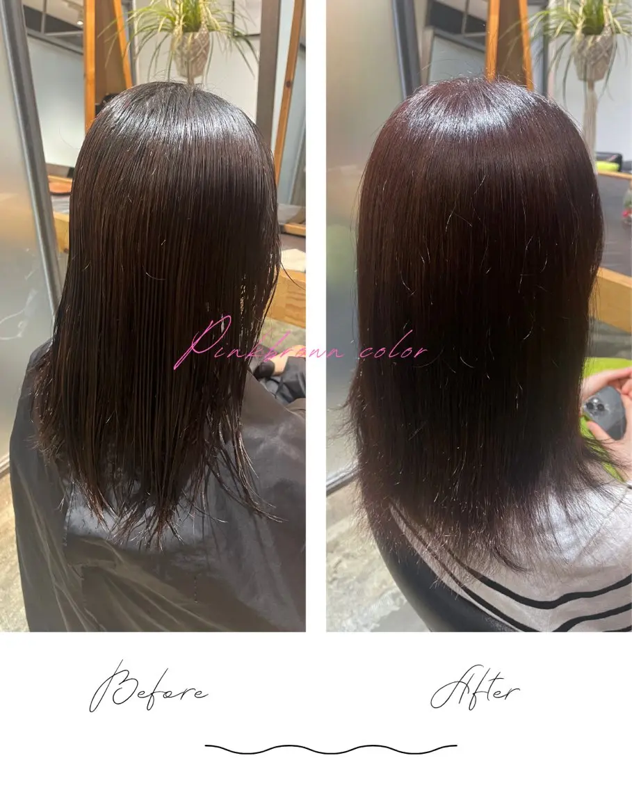 カラー ブラウンカラー ピンクカラー カット ヘアカラー トリートメント 🌱ONE003🌱 原田涼香のヘアスタイル