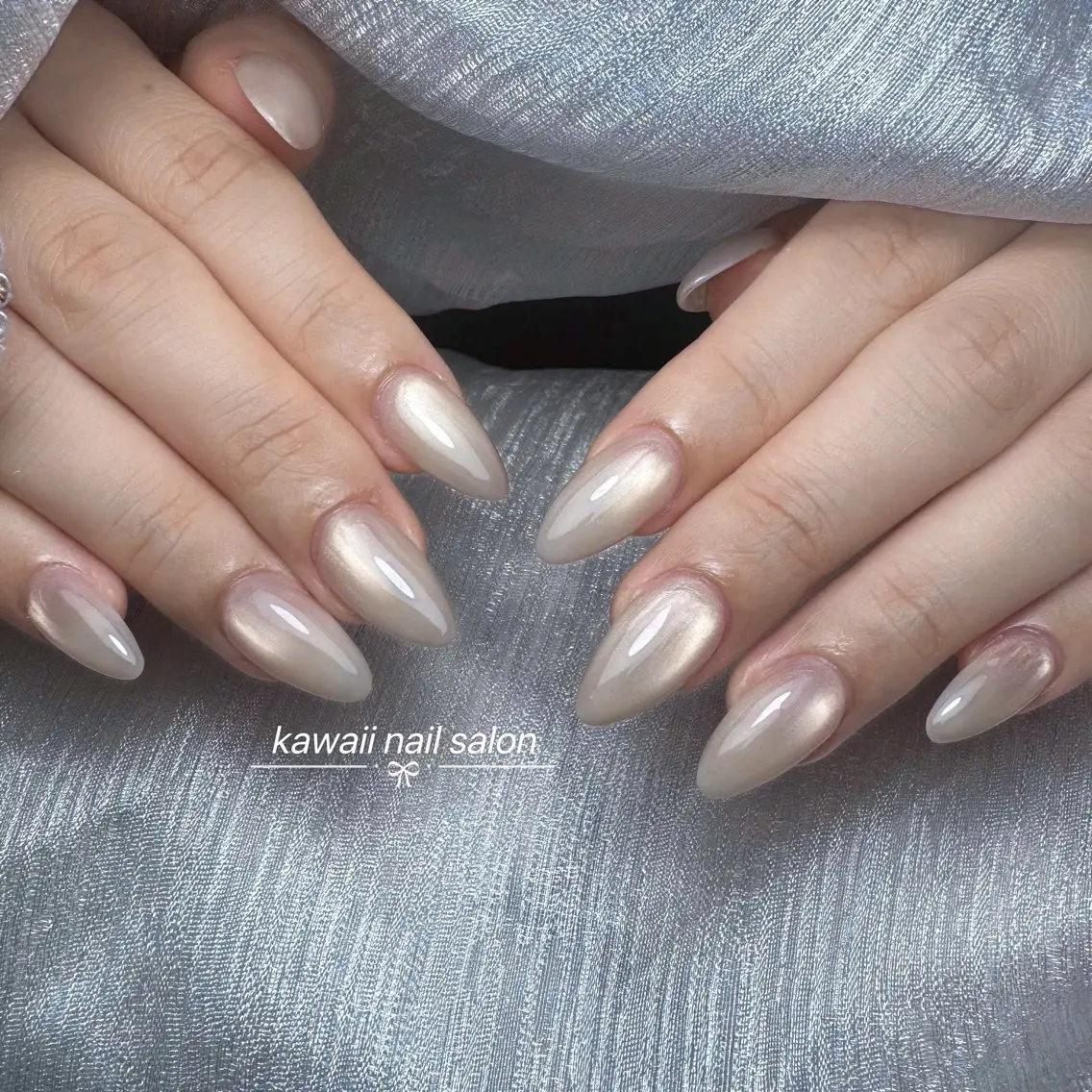 ネイル ドット フレンチネイル 韓国ネイル マグネットネイル オフィスネイル Kawaii Nail Salonのネイルデザイン