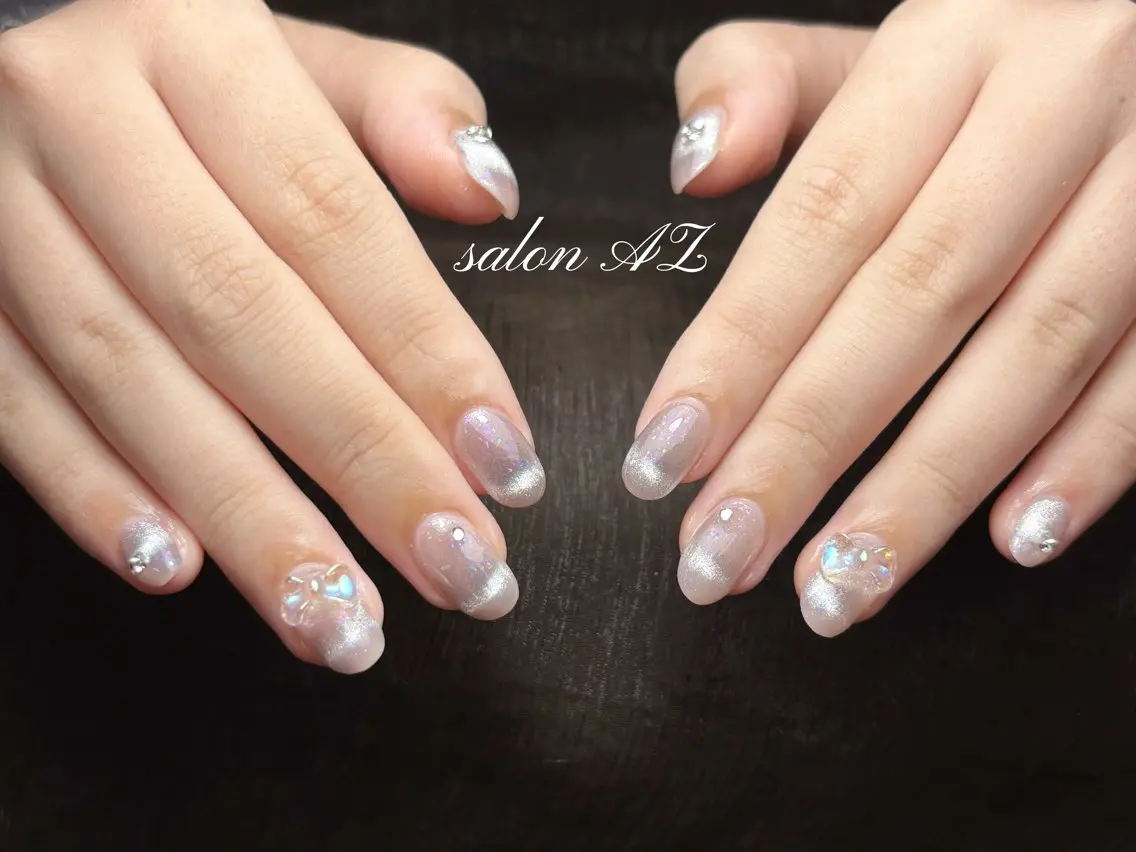 ネイル 長さ出し フットネイル フレンチネイル マグネットネイル ニュアンスネイル ハンドネイル salon AZのネイルデザイン
