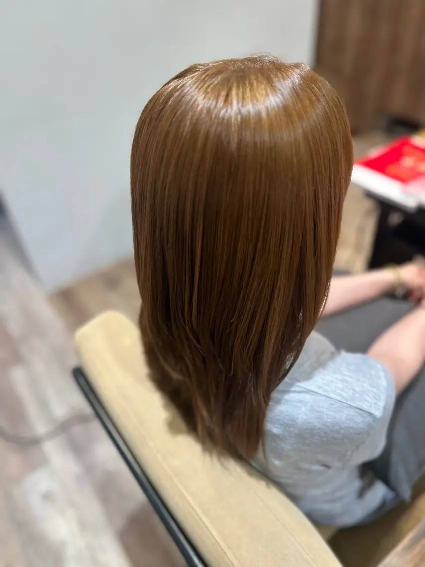 セミロング カラー ヘアカラー トリートメント あんじゅ ✨暖色カラー✨高崎のヘアスタイル