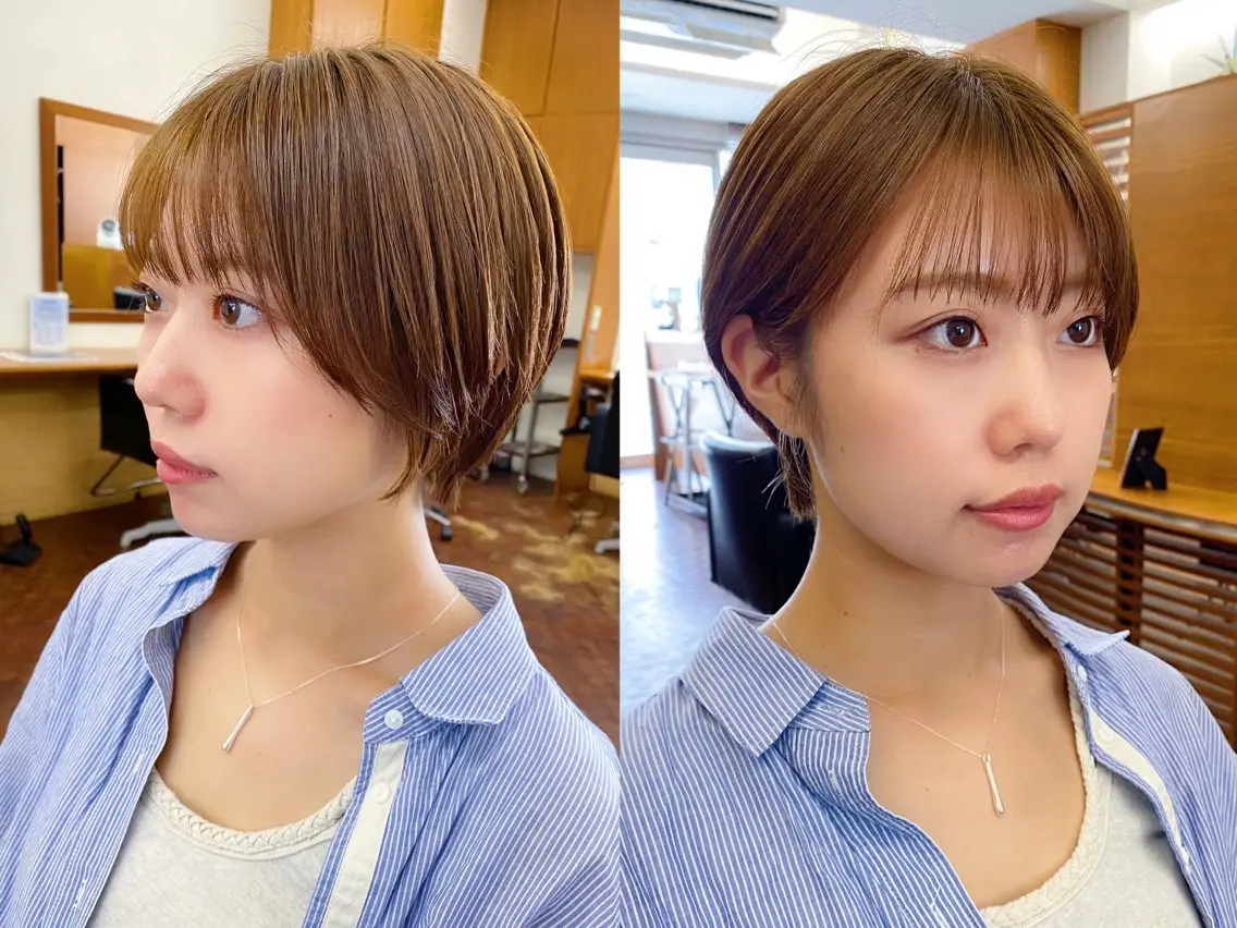 ショート カラー カット ヘアカラー トリートメント 似合わせレイヤー/ ケアパーマ/高倉のヘアスタイル