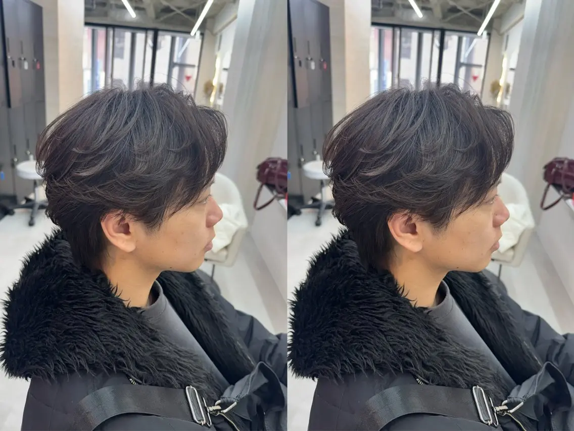 ミディアム パーマ メンズ カット パーマ 【メンズ特化】池袋 韓国スタイル飯塚のヘアスタイル