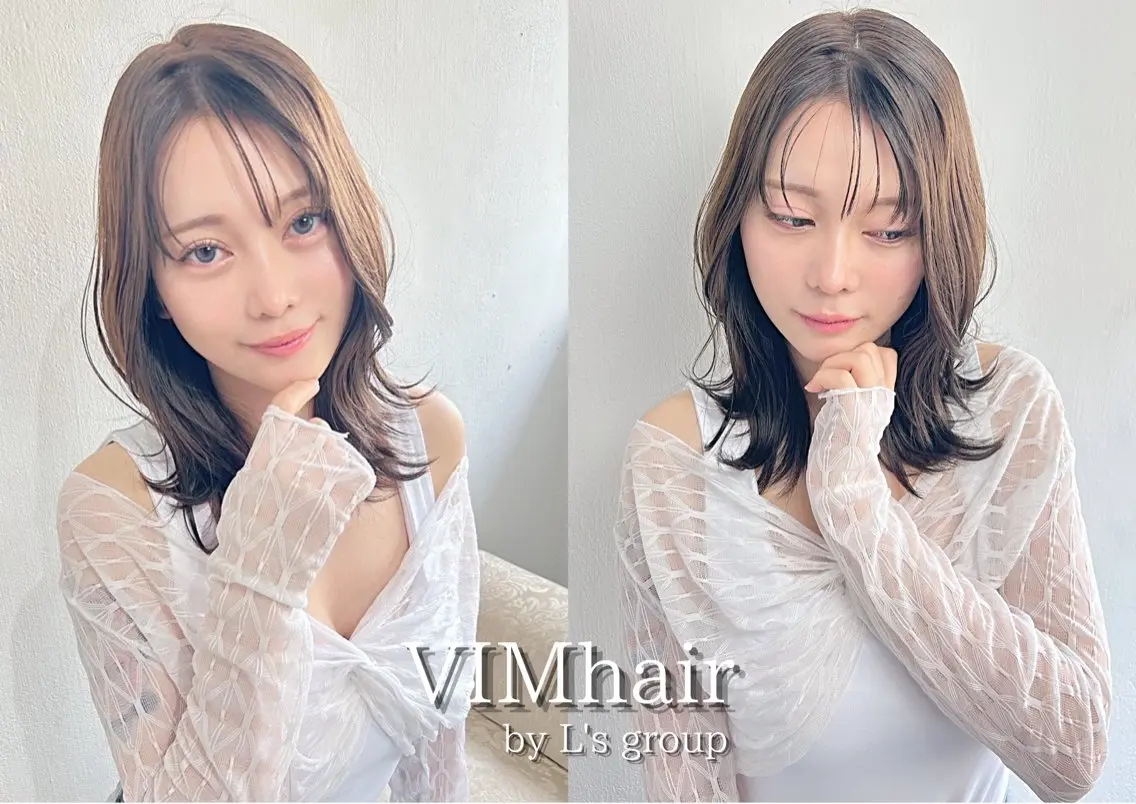 ミディアム カラー ヘアアレンジ 透明感カラー VIMhair天神店 縮毛矯正 ハイライトのヘアスタイル