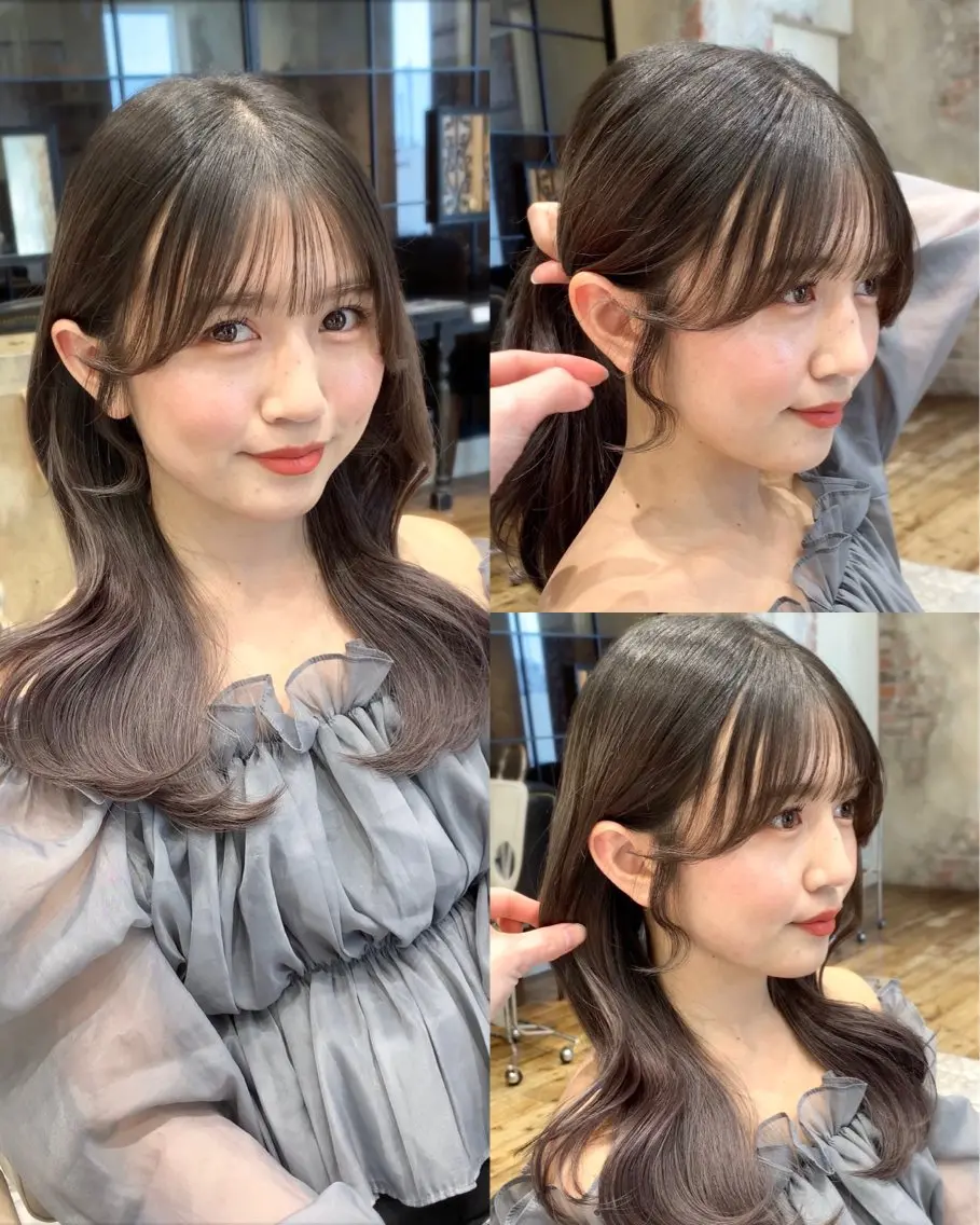 セミロング カラー 顔まわりカット🌟 くびれヘア/寺門遥輝のヘアスタイル