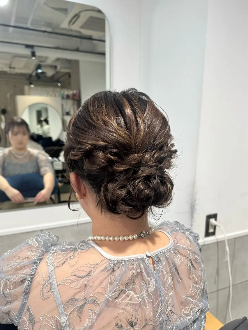 ヘアアレンジ 結婚式・ブライダル ヘアセット 𝐇𝐢𝐧𝐚 ⟡.·のヘアスタイル