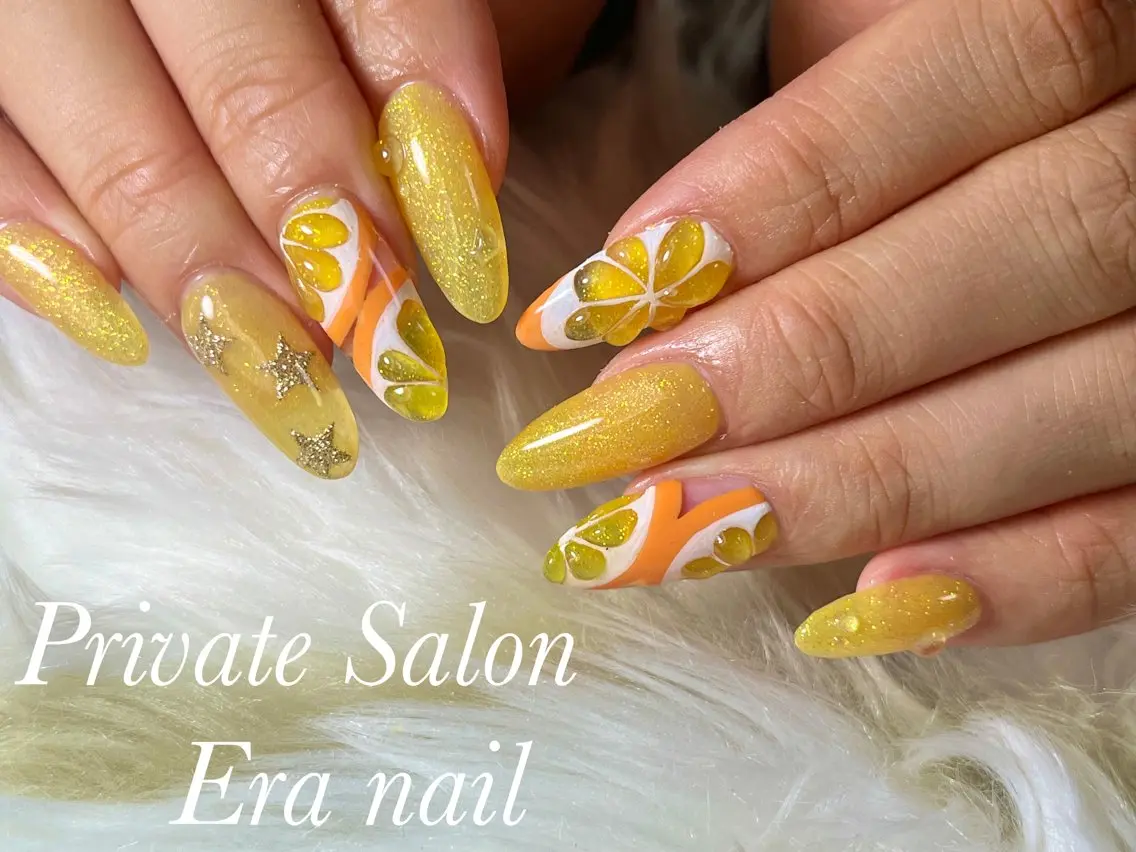 ネイル オレンジ Era nailのネイルデザイン