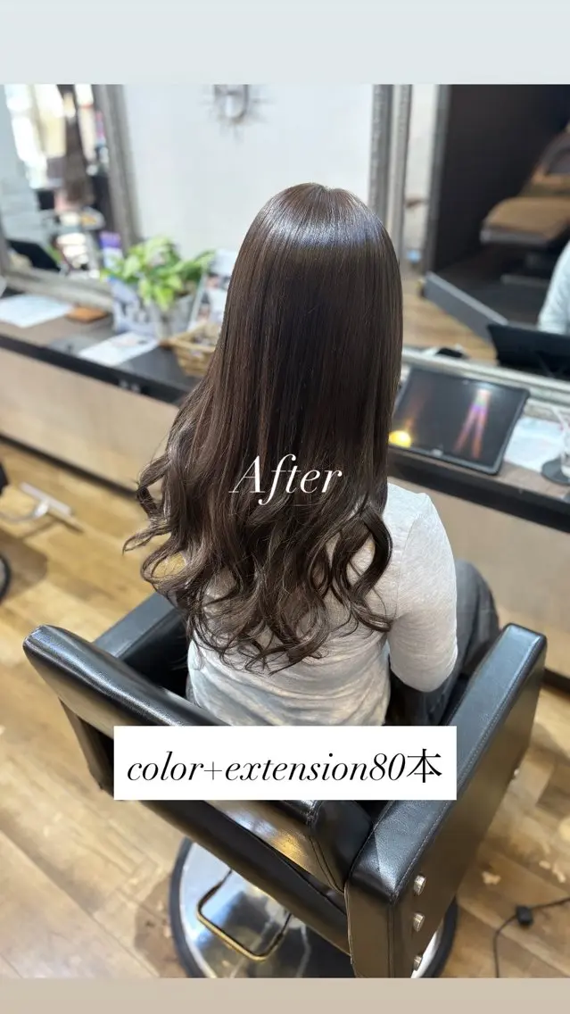 ロング ボブ エクステ ロング ヘアカラー エクステ きむえり/髪質改善 /うねり広がり改善のヘアスタイル