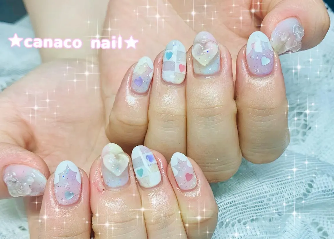 ネイル アートネイル ジェルネイル パラジェル パステルネイル ストーンネイル ハンドネイル ハンドケア ベテランネイル cnc nailのネイルデザイン