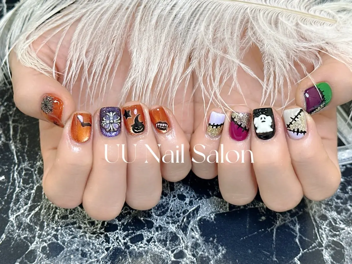 ネイル ハロウィン ハンドネイル UU Nail Salon 西川口のネイルデザイン