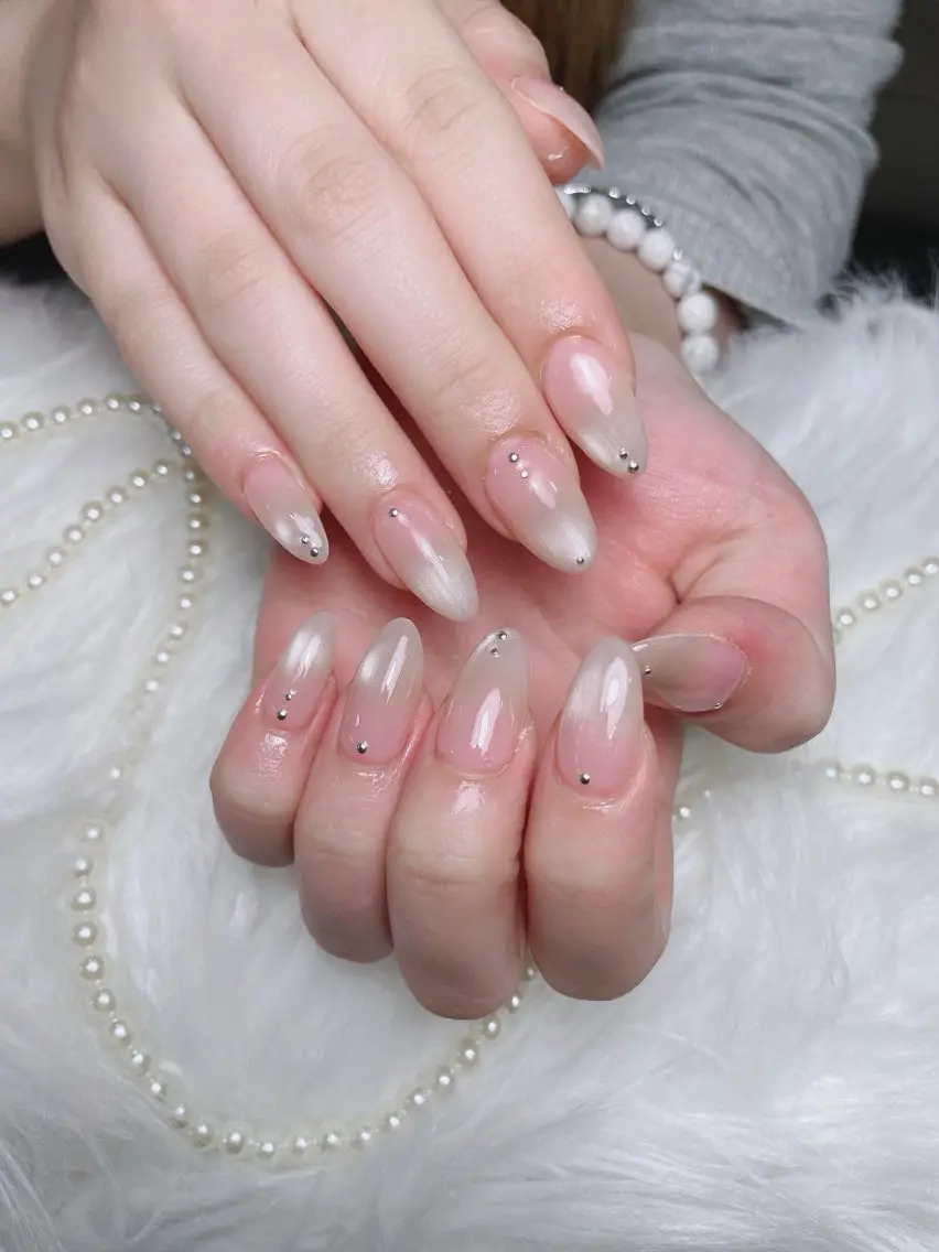ネイル ガーリー ハート 韓国ネイル ニュアンスネイル リボン ハンドネイル Sora nail 長さ出し専門店のネイルデザイン