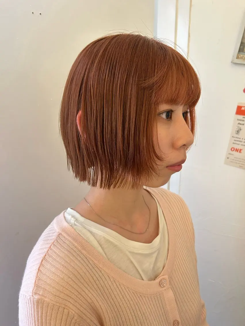 ミディアム カラー オレンジ カット ヘアカラー maho/垢抜け カラーパーマのヘアスタイル