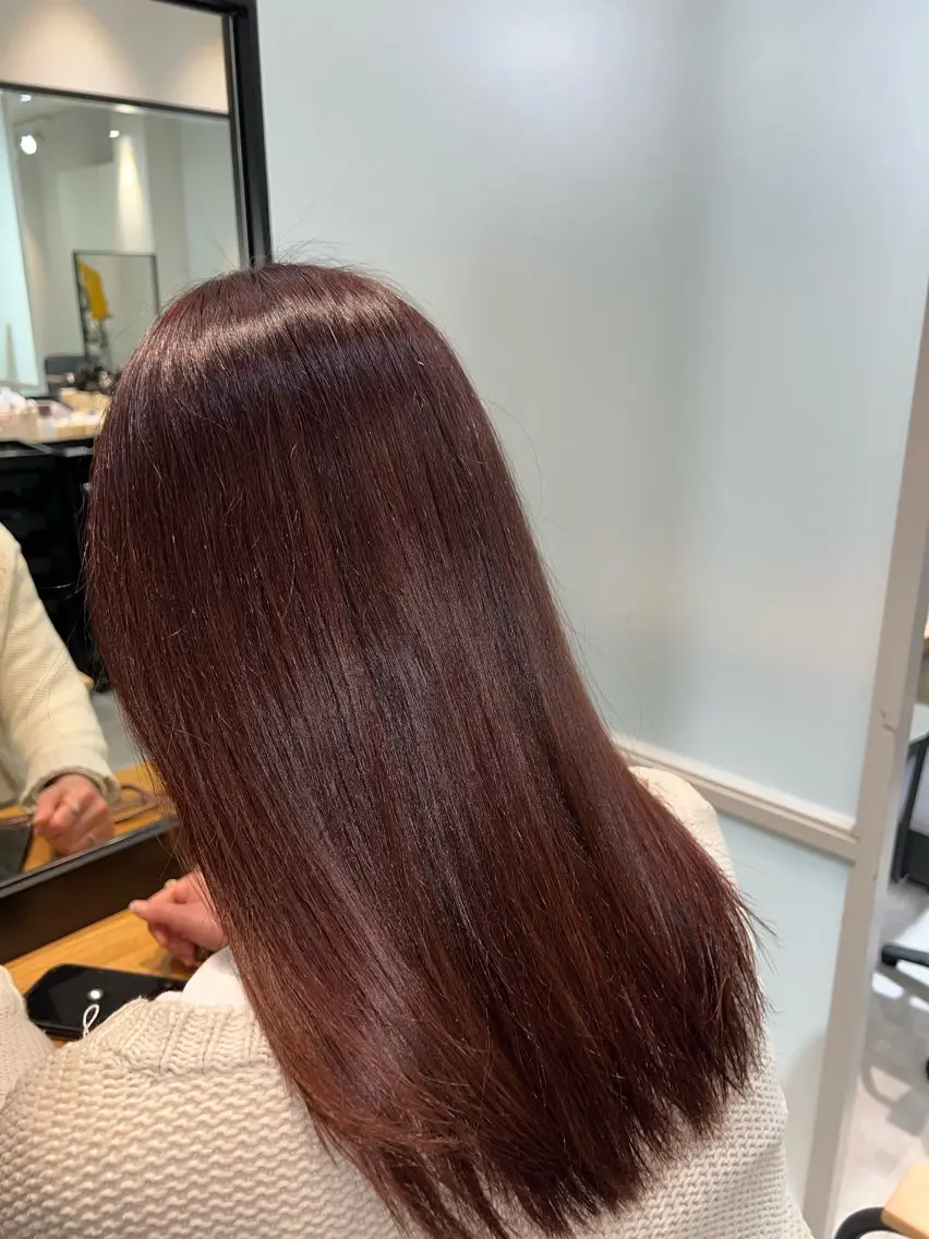 ミディアム ピンクブラウン ヘアカラー 流山おおたかの森 林悠仁のヘアスタイル