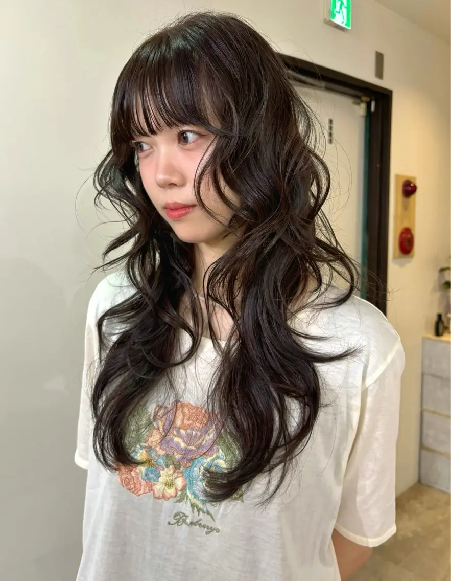 ロング カラー カット ヘアカラー mizuki/ピンク ベージュ.レイヤーのヘアスタイル