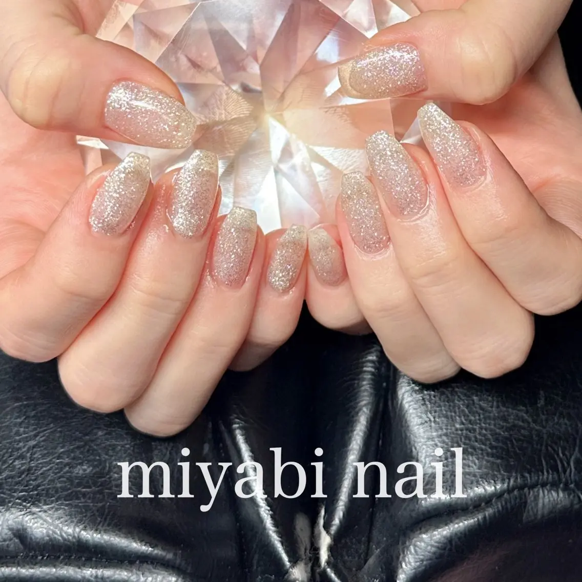 ネイル ジェルネイル キラキラネイル ラメ(グリッター) 持ち込み ワンカラーネイル ハンドネイル miyabi nail 桂川駅近くのネイルデザイン