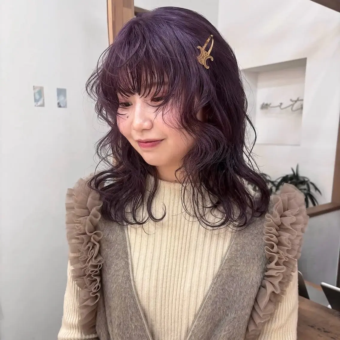 セミロング ヘアカラー yuna🎀 ピンク・ラベンダーのヘアスタイル