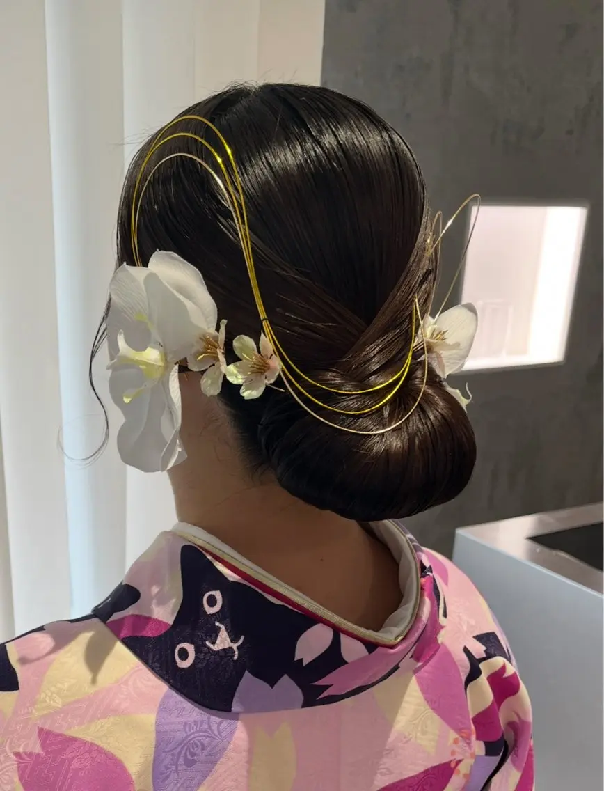ヘアアレンジ 着物ヘア 顔まわり🤍小顔 カット🤍みさきのヘアスタイル