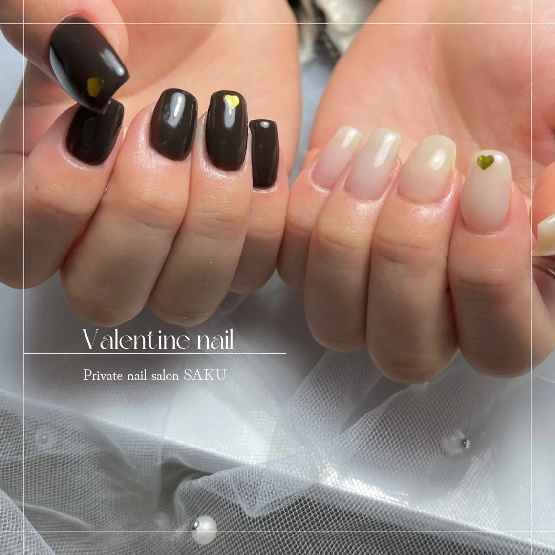 ネイル バレンタイン ハンドネイル SAKU nail 作島茜のネイルデザイン