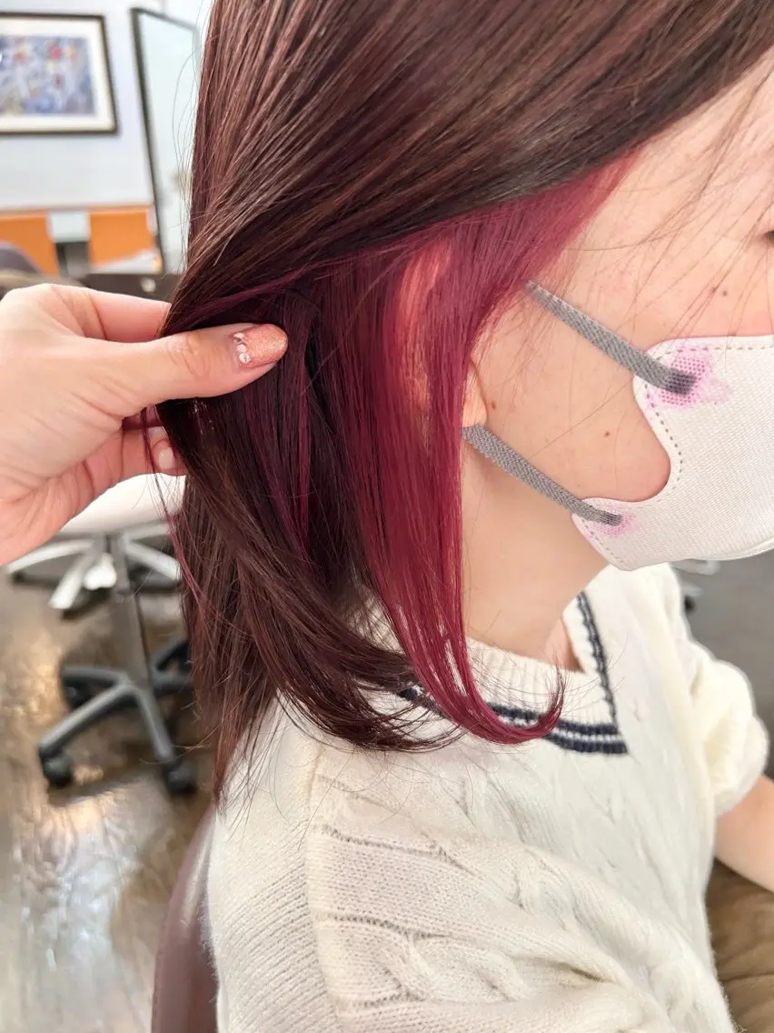 カラー インナーカラー ピンクカラー ローズカラー 坂本 瑞季 🤍 髪質改善のヘアスタイル